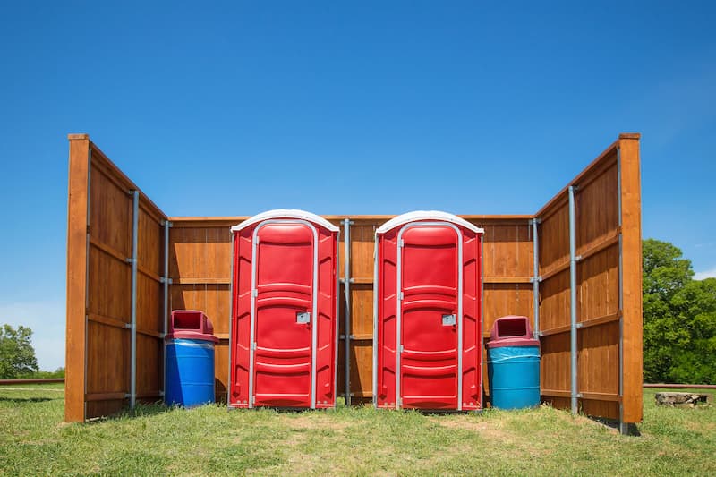 Short-term porta potty units staged for delivery in Murrieta, California